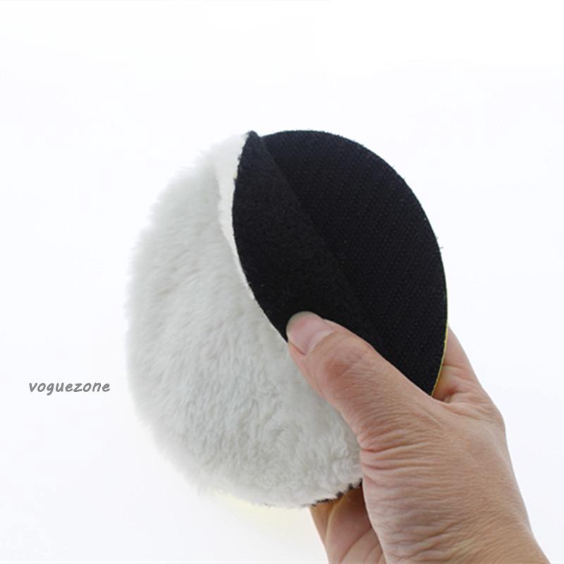 Bộ 4 Miếng Đệm Đánh Bóng Xe Hơi Bằng Lông Cừu Màu Trắng 2019 5'' 125mm