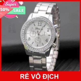 Đồng hồ nam Geneve đính đá, thiết kế sang trọng, sử dụng  kim loại sáng làm vạch số giờ và phút 4983