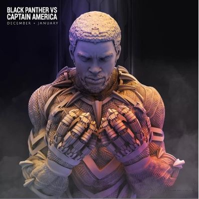 Mô Hình Bán Thân Black Panther Marvel Bằng Chất Liệu Nhựa Resin - Cao 15cm