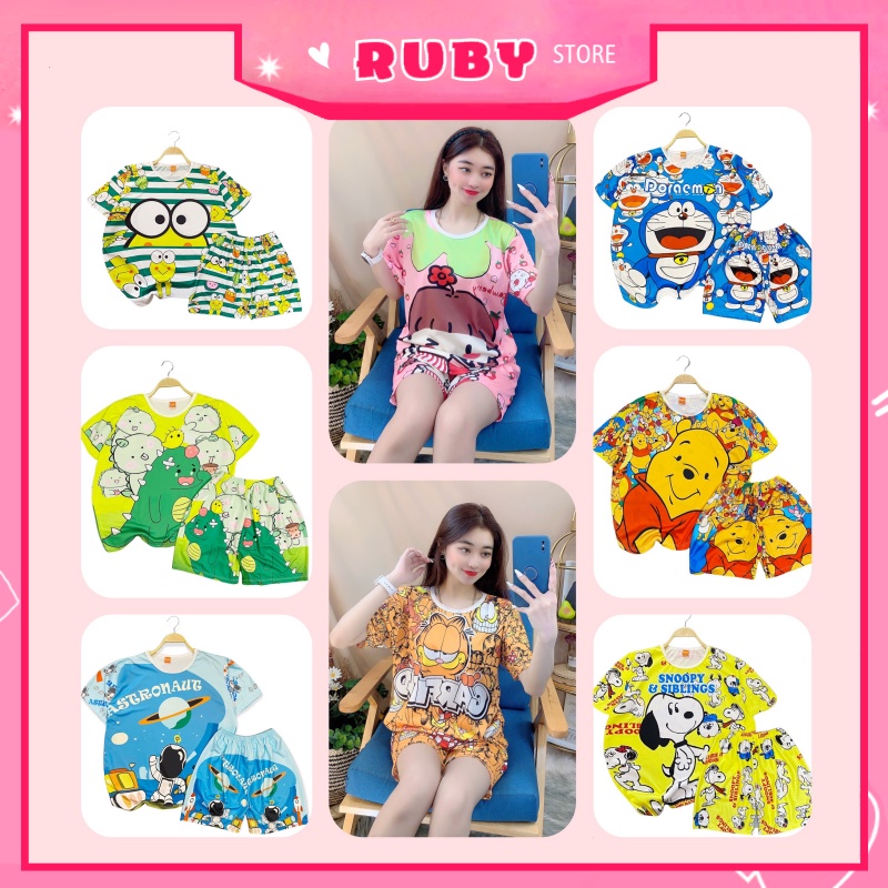 Set bộ Bò Sữa hoạt hình BIG Size Unisex Nam Nữ Dưới 70KG thun mịn mát co giãn thoải mái ❤️ Tổng hợp SIZE L SIZE XL DBRBD