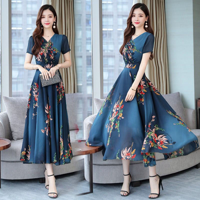 Đầm Lụa Dáng Xòe In Họa Tiết Thời Trang Xuân Hè 2021 Cho Nữ | BigBuy360 - bigbuy360.vn