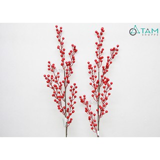 [ CAO CẤP - Y THẬT] Cành trái đỏ đơn trang trí 90cm T-HOA-12