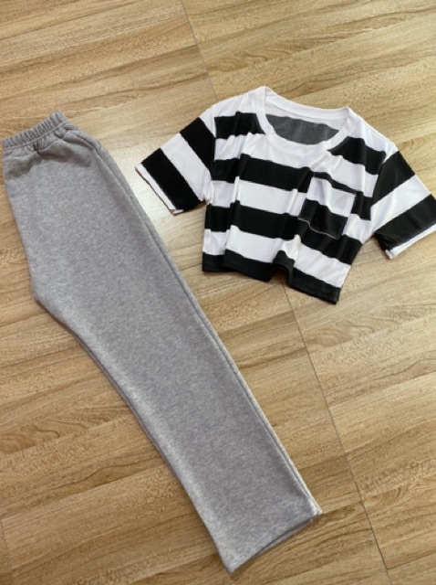 Sét crt kẻ + quần xuông xám ZXN876