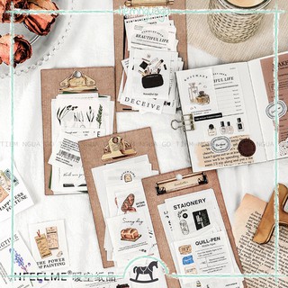 Gói Vật Liệu Tổng Hợp Trang Trí Vintage Grocery Dán Sổ Trang Trí Bullet Journal, Trang Trí Sổ Tay - Tiệm Ngựa Gỗ