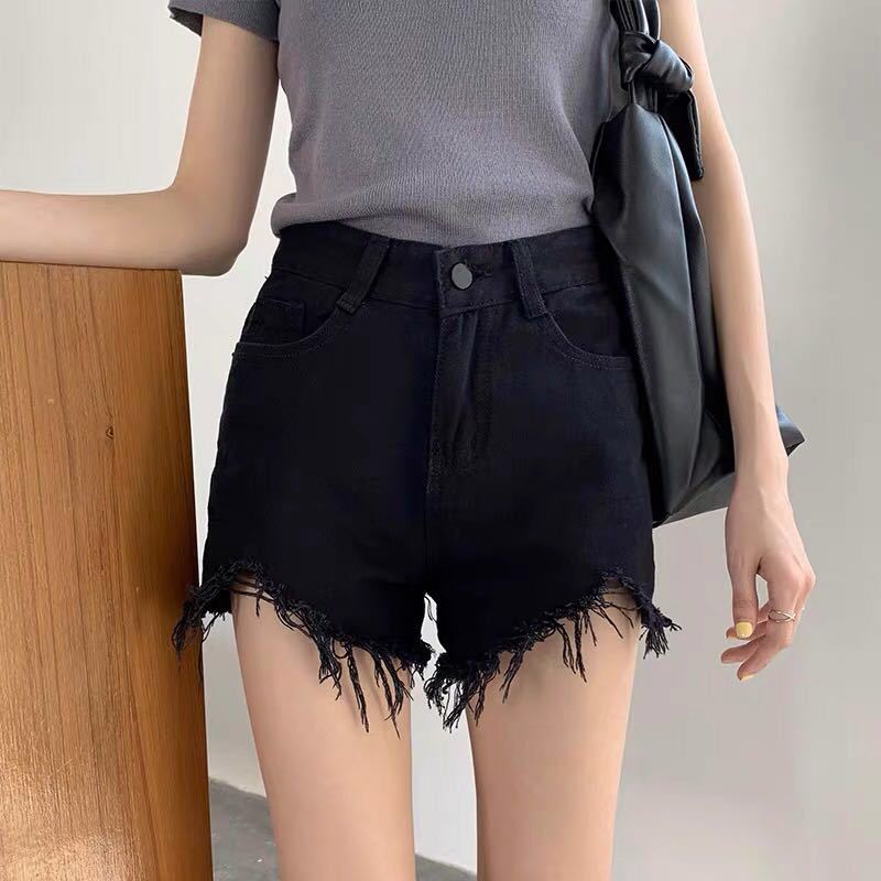 Quần short jean ống rộng lưng cao thời trang cho nữ