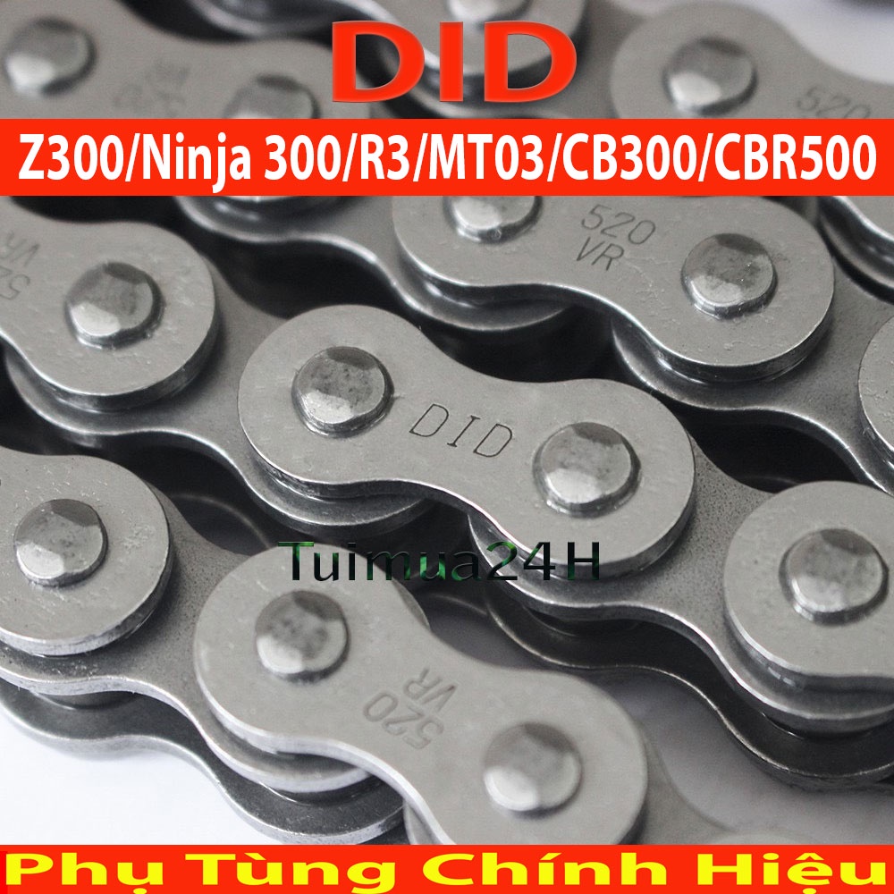 Sên DID 520VF 120L O-Ring xe Kawasaki Z300, Ninja 300, R3, MT03, CB300, CBR300, CBR500, REBEL300, REBEL 500