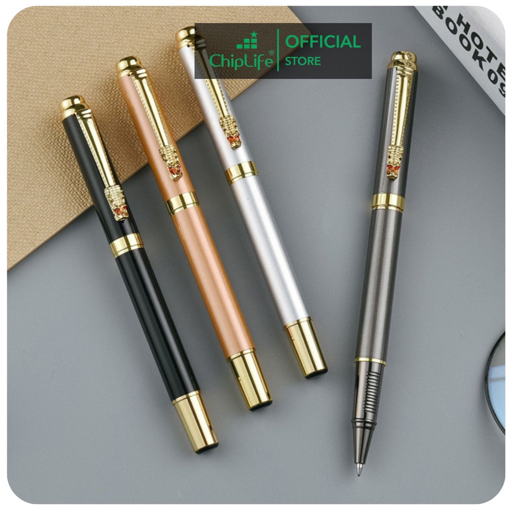 Bút ký doanh nhân kim loại nắp đầu rồng viền trơn CHIPLIFE RP02 khắc tên
