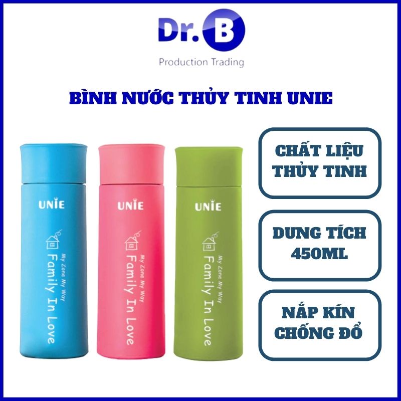 Bình nước thủy tinh 2 lớp giữ nhiệt nhiều màu sắc GiaDungDrb