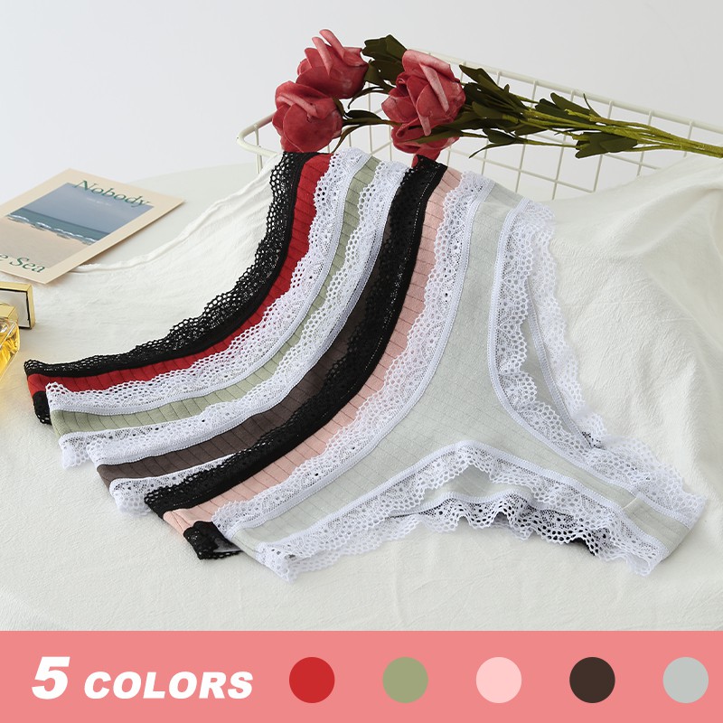 Quần Lót Lọt Khe Vải Cotton Phối Ren Quyến Rũ Cho Nữ