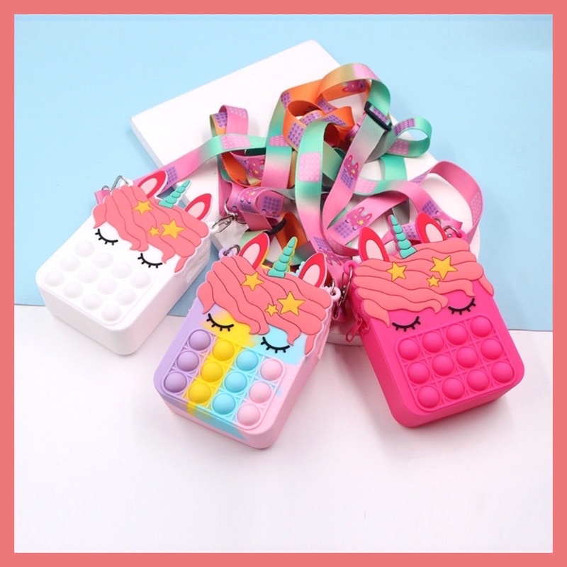 [ Rẻ Vô Địch] Pop ít túi đeo mẫu Squid game đeo chéo phiên bản giải toả căng thẳng MINI cho bé.