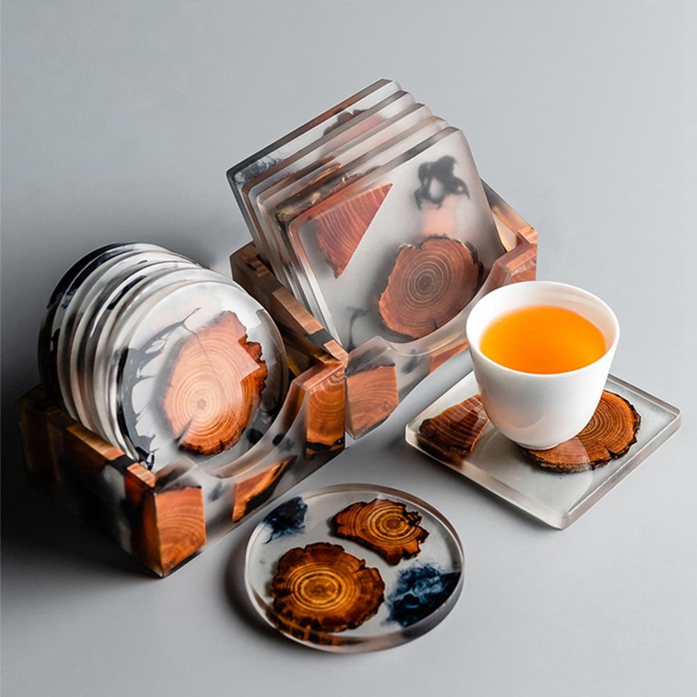 AUGUSTINE Bộ Thảm Lót Bàn Ăn Bằng Nhựa Resin Hình Tròn / Vuông Sáng Tạo