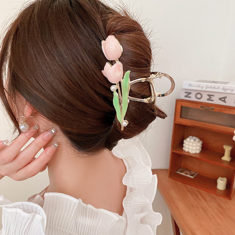 Kẹp Tóc Hình Hoa Tulip / Cá Mập Đơn Giản Thời Trang Dễ Phối Đồ