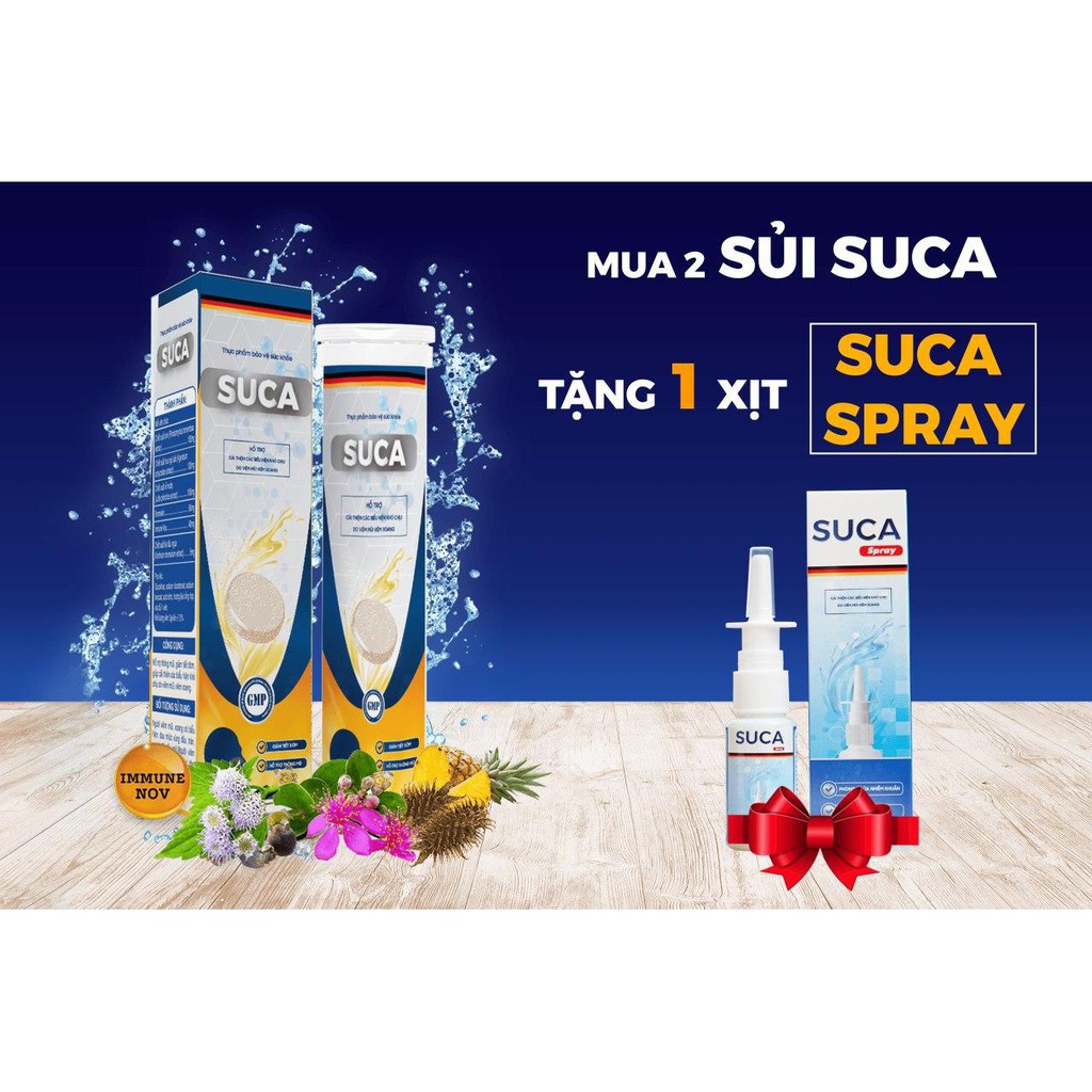 ✅ Viên Sủi SUCA - Công Nghệ ĐỨC hỗ trợ điều trị , Giúp cải thiện viêm mũi, viêm xoang , Tuýp 20 viên, ALIFACO