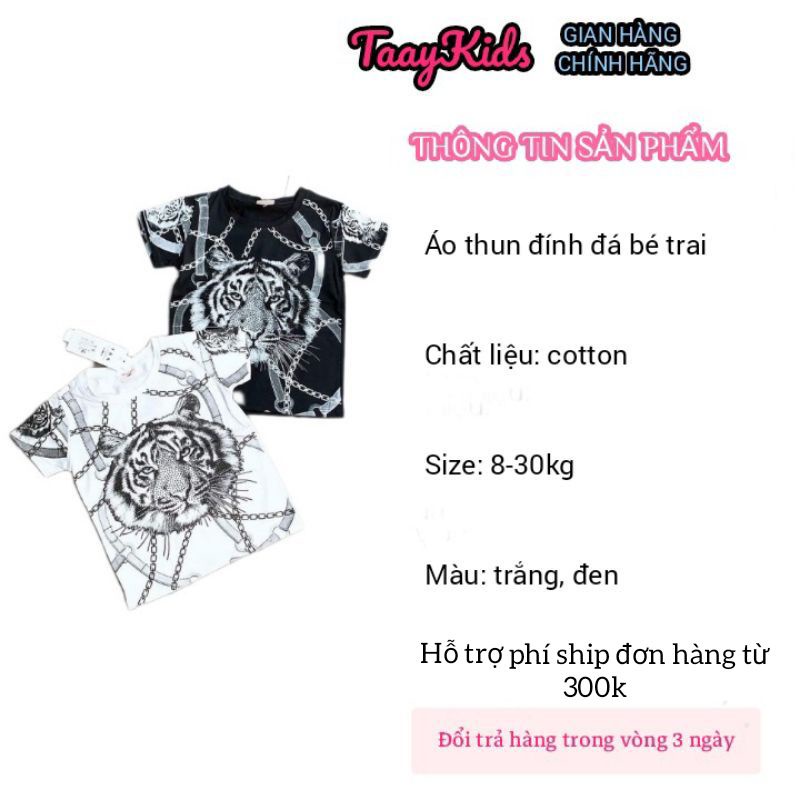 Áo thun chất SG đính đá cho bé trai 8-30kg