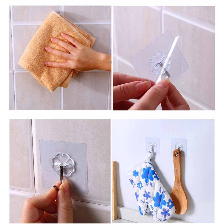 Sỉ 50 Móc Dán Tường Treo Quần Áo Chịu Lực Trong Suốt Siêu Bền Siêu Chắc Đa Năng H001
