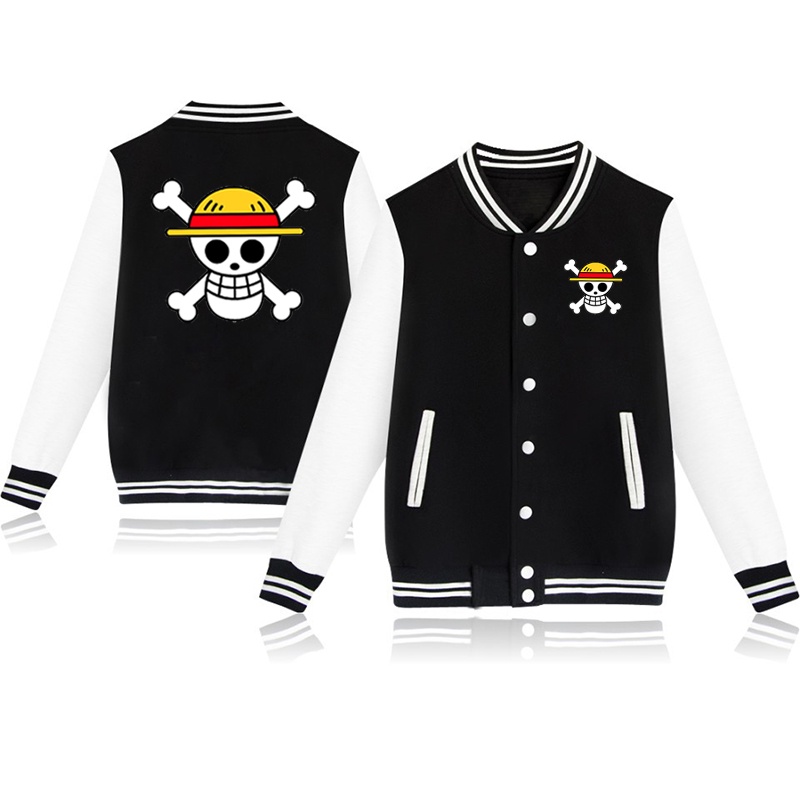 Áo Khoác Bomber Đồng Phục Bóng Chày In Hình Anime One Piece Thời Trang Đường Phố Unisex