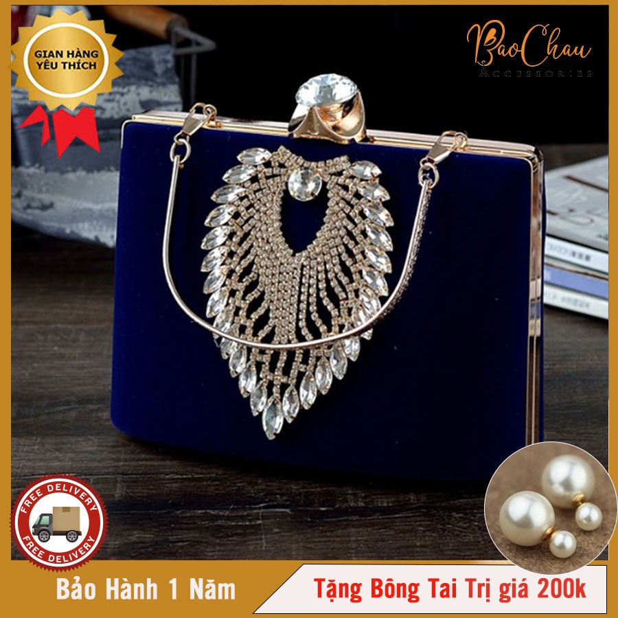 Ví Nữ Đi Tiệc Đính Đá Pha Lê - Bảo Châu- Đi Tiệc Cực Sang Phong Cách Hiện Đại Dễ Dàng Phối Đồ