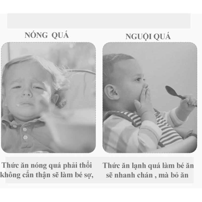 Bát Ăn Dặm chống đổ 🦊 Bát Ăn Dặm Cho Bé Có Nắp Đậy, Giữ Nhiệt hình con gấu dễ thương - Khay ăn dặm chia ngăn - 450ml