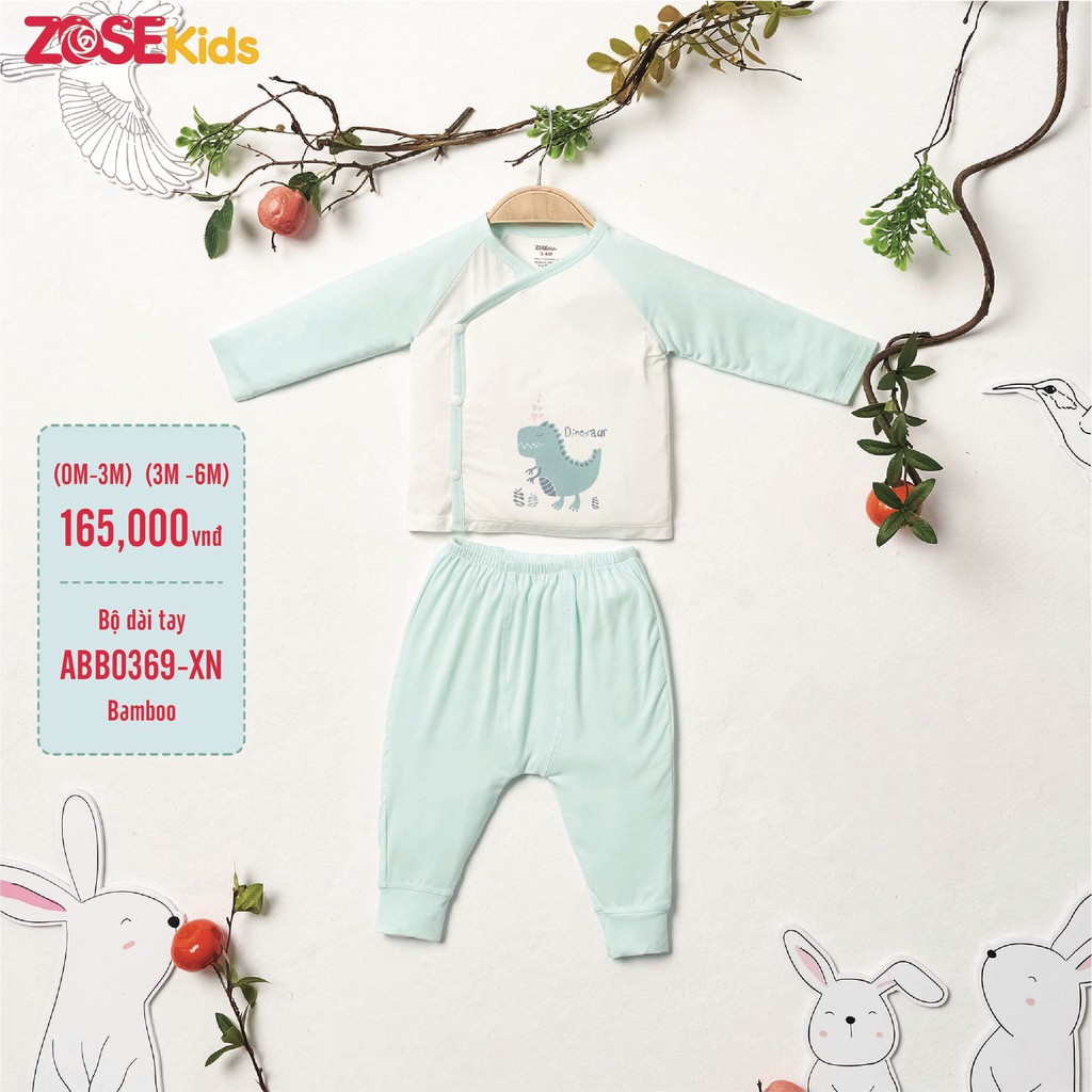 [RẺ VÔ ĐỊCH] Bộ dài tay raglan khuy chéo sơ sinh sợi tre họa tiết trẻ em Zose Kids chính hãng