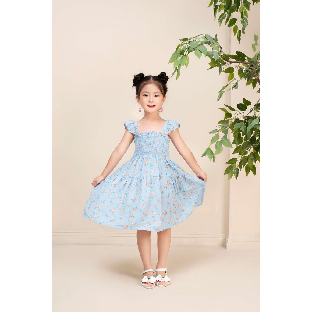 Váy bé gái MILAM hoa nhí xanh cánh tiên tiểu thư thoáng mát cho mùa hè