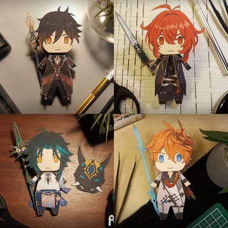 Mô hình giấy in hình nhân vật GENSHIN IMPACT papercraft game anime chibi trưng bày