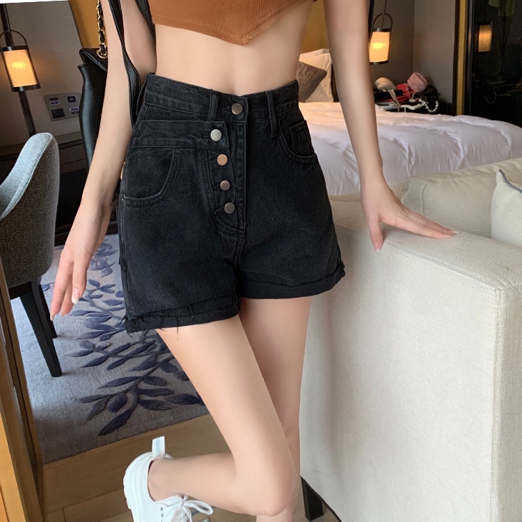 Quần Short Denim Plus Size Lưng Cao Theo Phong Cách Retro Hàn Quốc Dành Cho Nữ