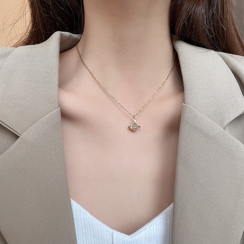 Dây Chuyền Thép Titan Mặt Hình Hành Tinh Phong Cách Hàn Quốc Thời Trang