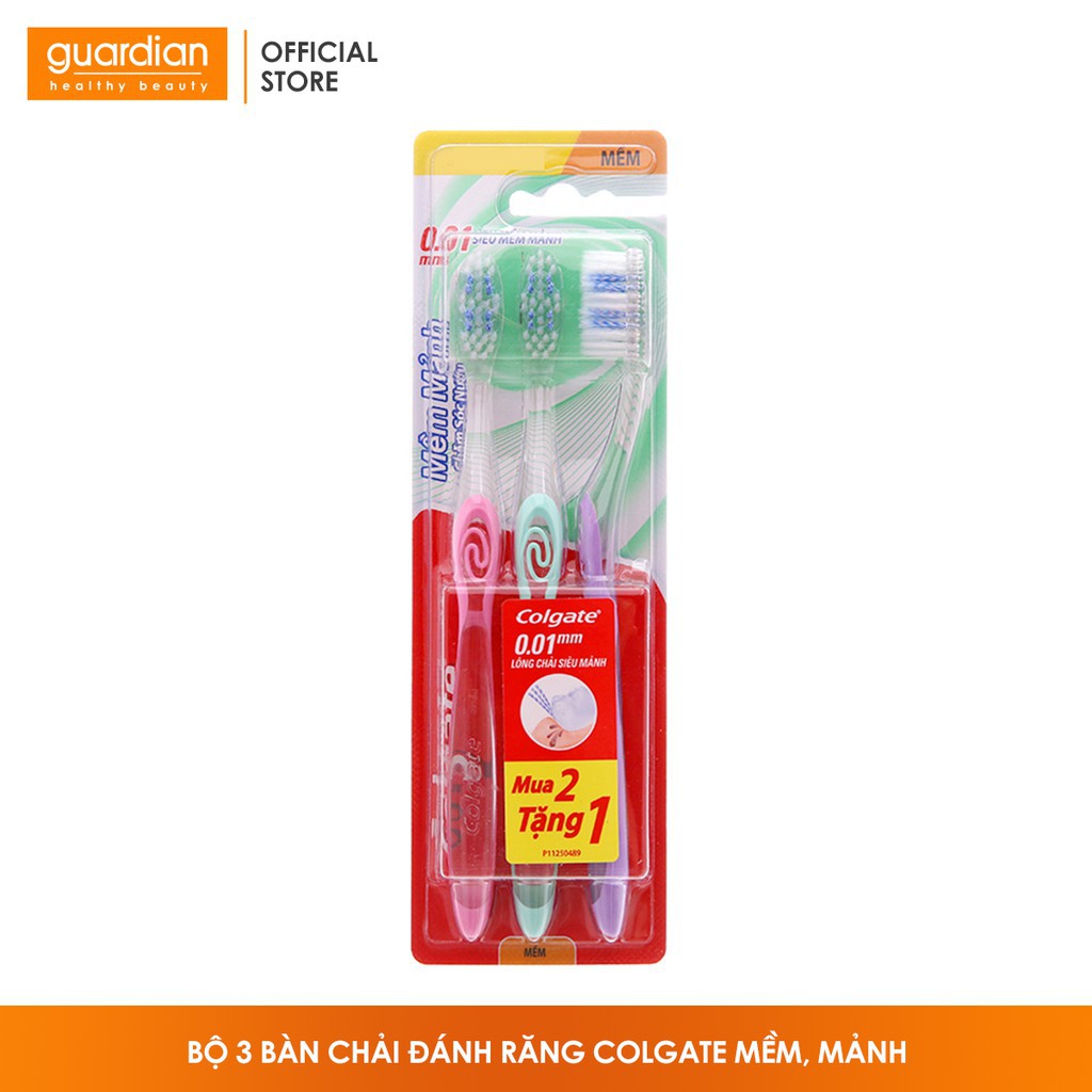 Bộ 3 bàn chải đánh răng Colgate Mềm, Mảnh