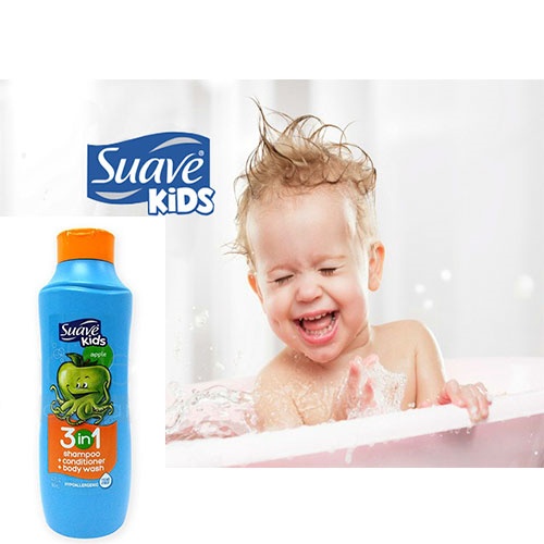 Sữa tắm, gội, xả 3 trong 1 hương  cho trẻ em Suave Kids 3 in 1 shampoo conditioner body wash Apple 665ml (Mỹ)