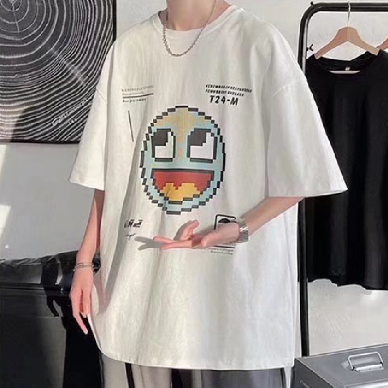 Áo Thun Tay Ngắn Dáng Rộng In Chữ Thời Trang Mùa Hè Phong Cách Hàn Quốc Cho Nam Size M-8XL