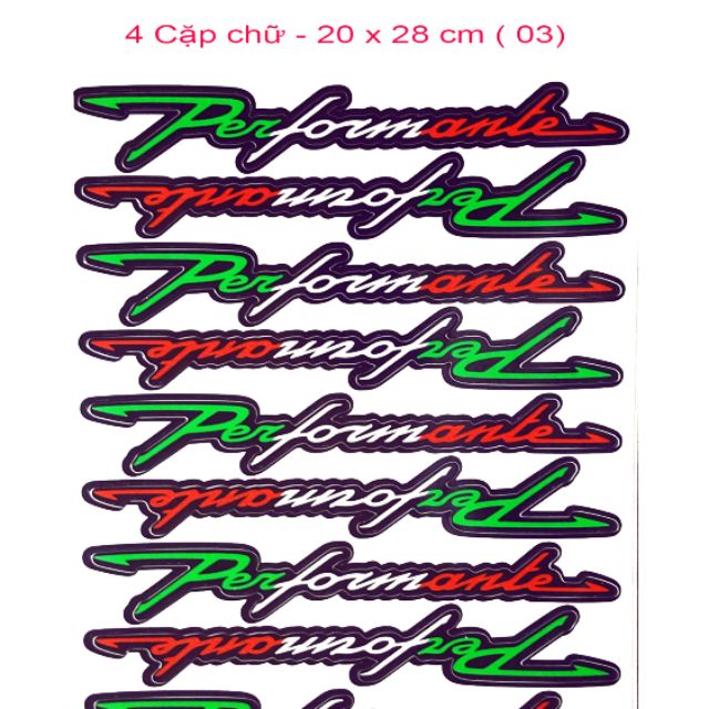 Decal 4 cặp chữ Performante - mẫu 03