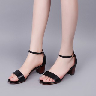 Giày gót vuông 7 phân quai ngang da mềm - gcg28 -  Giày Dép Nữ