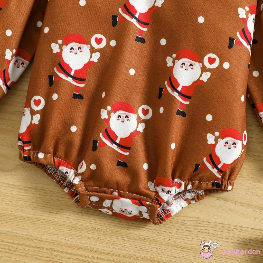 Áo Liền Quần Tay Dài Cổ Tròn In Hình Ông Già Noel Tuần Lộc Giáng Sinh Thời Trang Mùa Thu Cho Bé 0-24 Tháng Tuổi