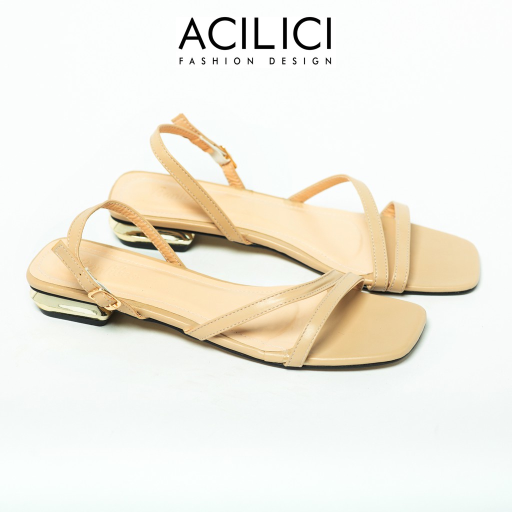 Giày sandal nữ ACILICI 2 dây nhung đế bằng thời trang fom chuẩn size 35-40_TC011