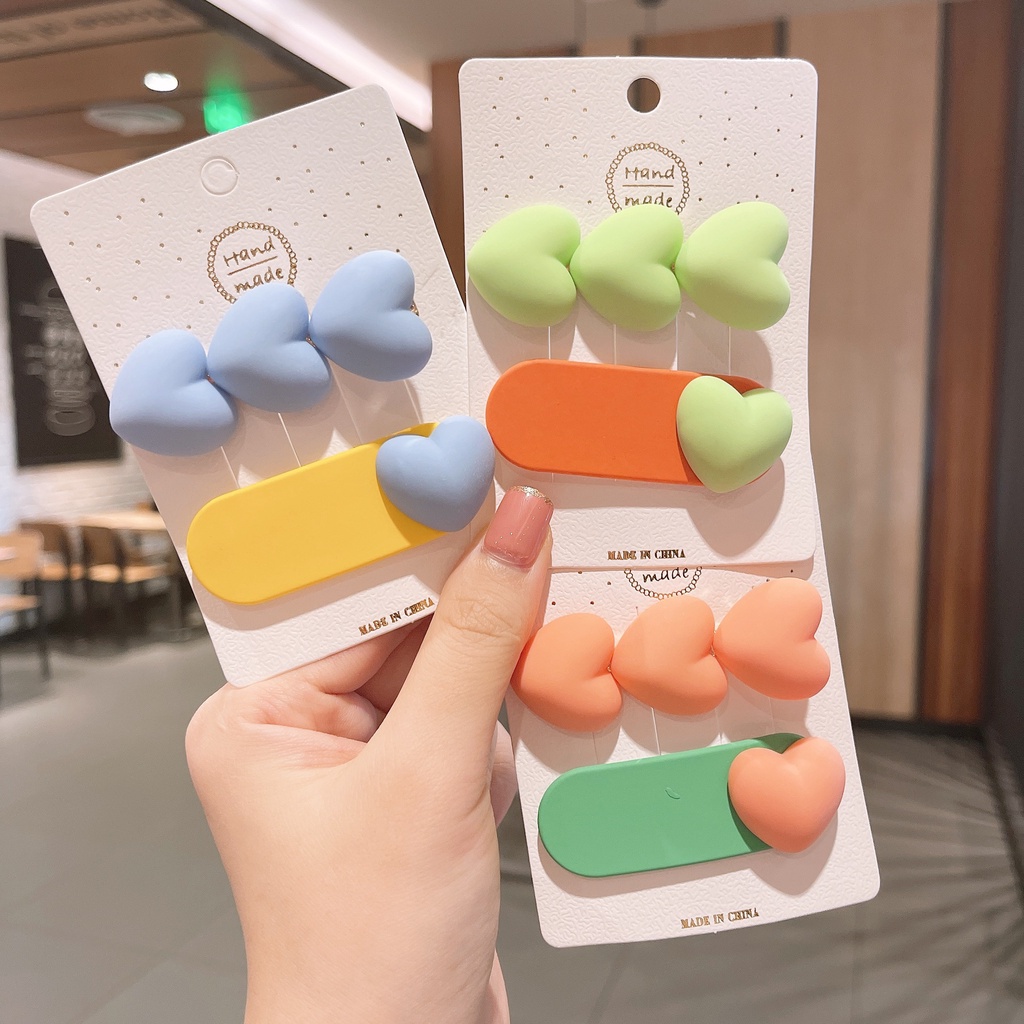 Bộ Kẹp Tóc Hình Trái Tim Màu Sắc Ngọt Ngào Phong Cách Nhật Hàn Thời Trang Mùa Hè Xinh Xắn Cho Nữ