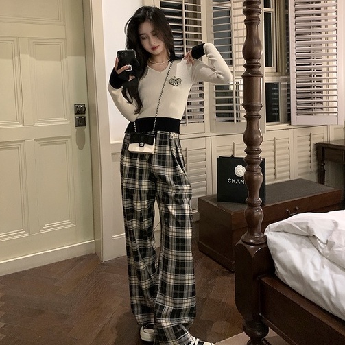 Áo croptop ZHELIHANGFEI vải len tay dài cổ polo phong cách trẻ trung cá tính dễ phối đồ