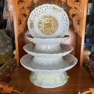 Đĩa sứ họa tiết sứ trắng rồng 3d 4 cỡ đk: 15cm, 17.5cm, 20cm, 22.5cm