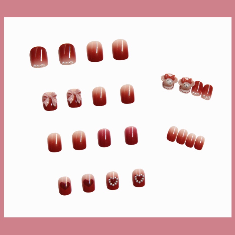 Set 24 Móng Tay Giả Thắt Nơ Xinh Xắn Cho Nữ