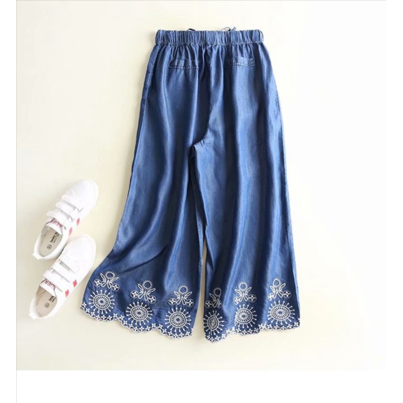 QUẦN BÒ THÊU HOA ỐNG RỘNG STYLE VINTAGE