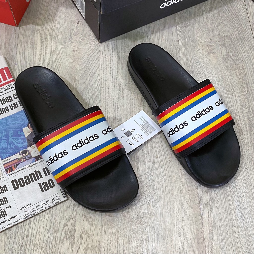 Dép Adidas Rio Đế Mềm Cloudfoam Cầu Vồng Full Box - Màu Đỏ Vàng Xanh