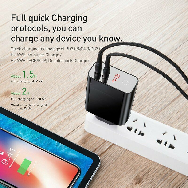 Củ sạc nhanh đa năng hẹn giờ tắt Baseus Speed PPS Smart Shutdown Charger 45W