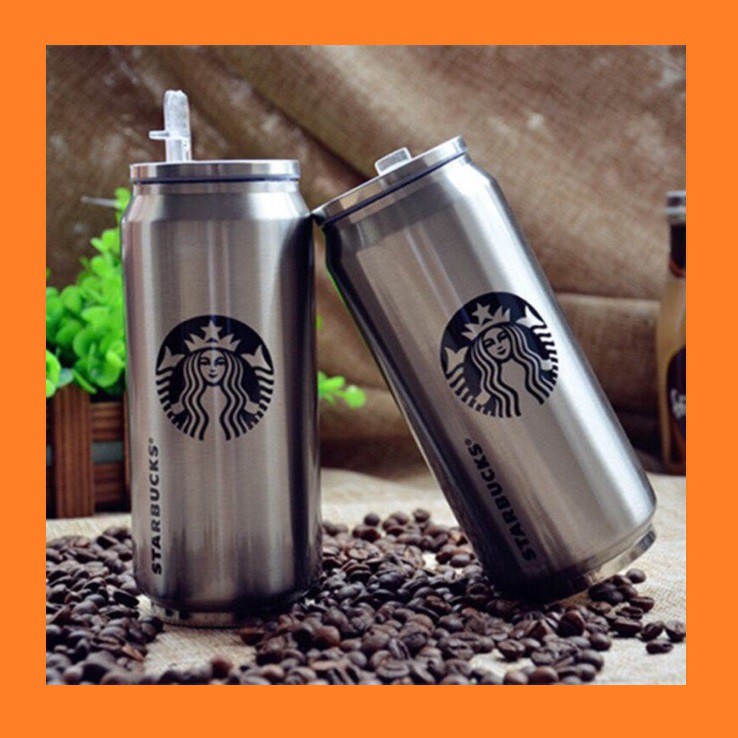 Lon Inox giữ nhiệt 500ml Coca có ống hút - bình nước Starbucks cao cấp