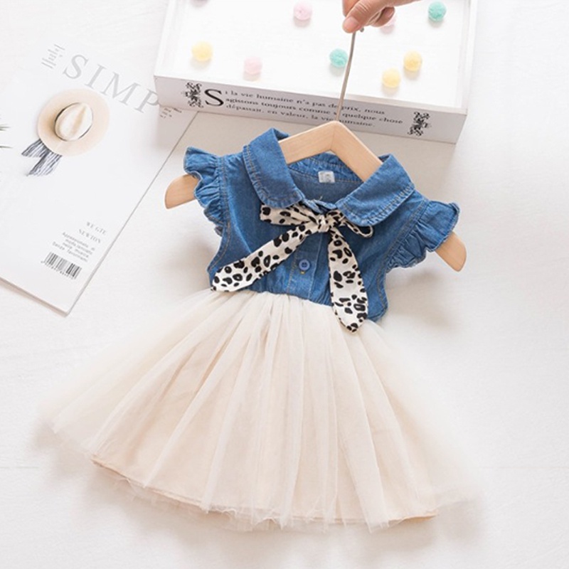 Bộ váy cho bé gái Váy lưới denim AKKU