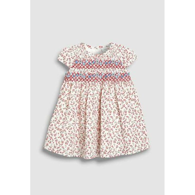 Váy next smock hoa đỏ sz 9-12m