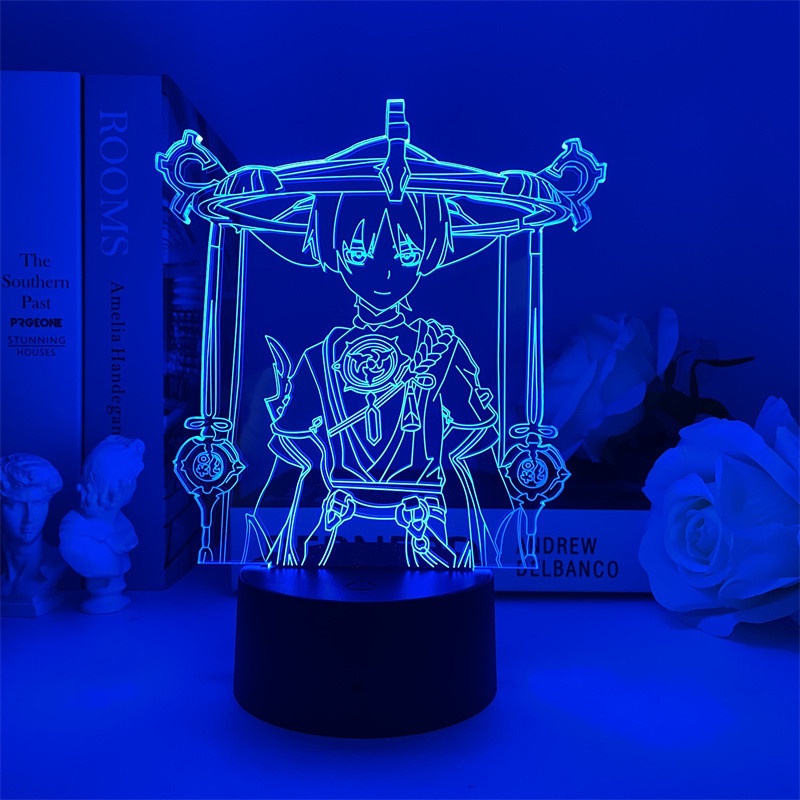 Đèn Ngủ Để Bàn Cảm Ứng Thay Đổi Màu Sắc Hình Nhân Vật Scaramouche Genshin Làm Quà Tặng Mát Mẻ + R * E