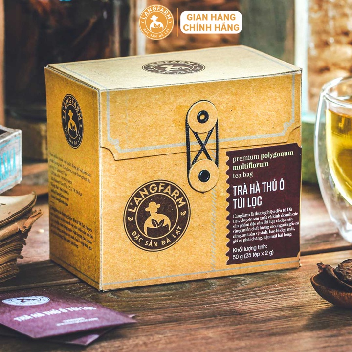 Trà hà thủ ô túi lọc L'angfarm  hộp, mẫu pastel art, Thái Bảo hộp 60 tép, Kraft sang trọng 25 tép