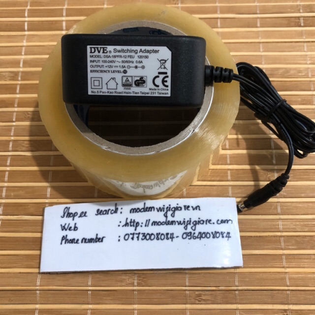 Nguồn Adapter DVE 12V-1.5A chính hãng, qua sử dụng, đẹp như mới