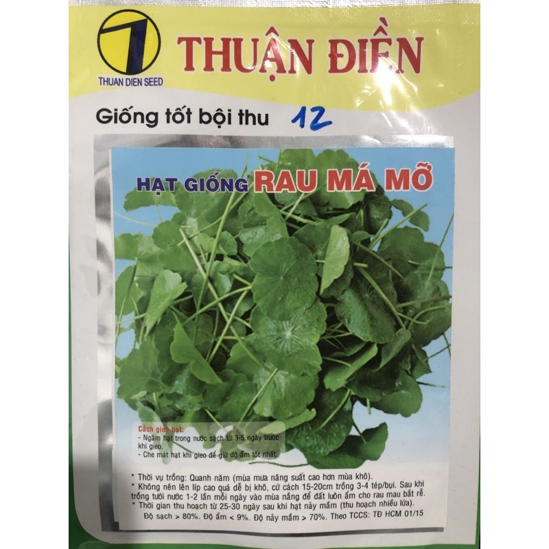 Hạt giống Rau má mỡ gói 1gam