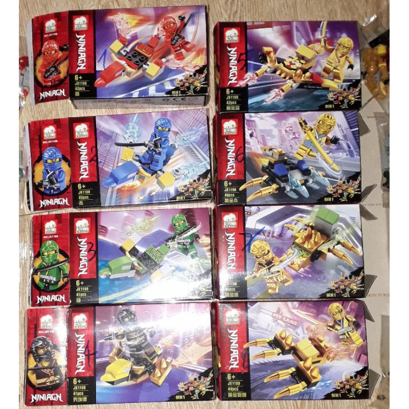 Sét 8 hộp Lắp ráp LegoNinja Rồng vàng 1198 có trên 320 chi tiết bằng nhựa