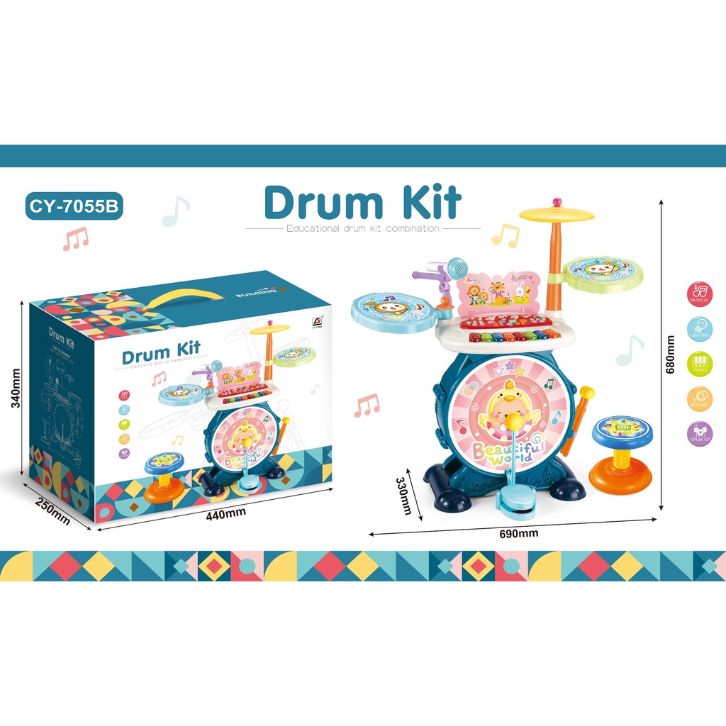 Bộ trống đồ chơi kèm đàn cho bé cỡ lớn nhiều chức năng cho bé